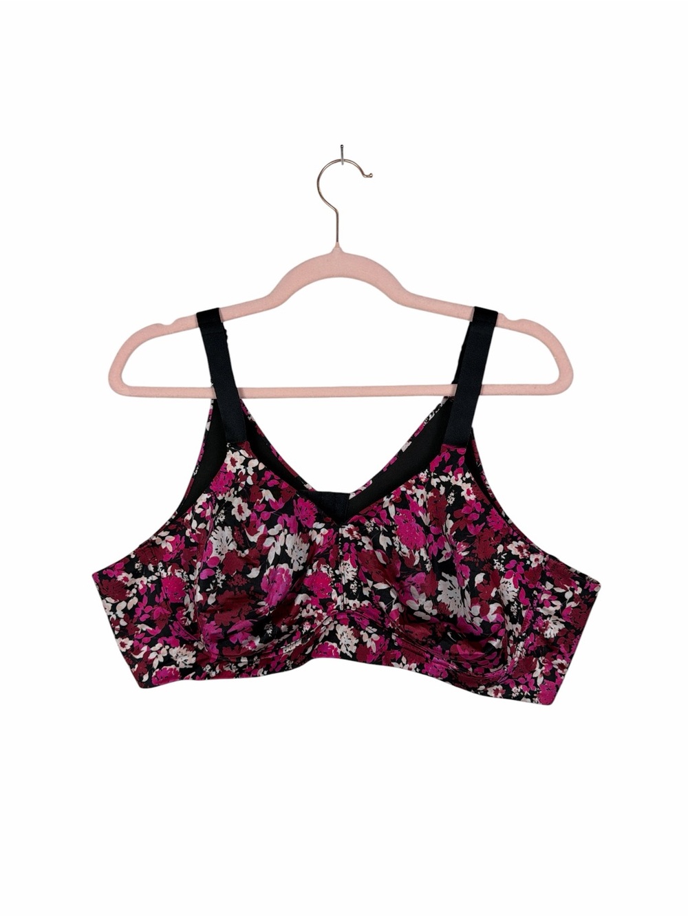 Catherines Intimates 48B Floral Pink Black Full Coverage Plus Size Support Bra